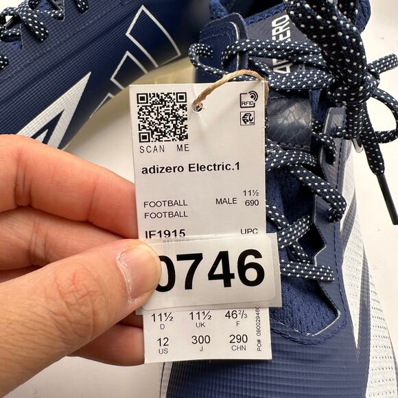 ADIDAS MEN\'S 12 ADIZERO ELECTRIC .1 FOOTBALL CLEATS NAVY/WHITE IF1915 main image 5